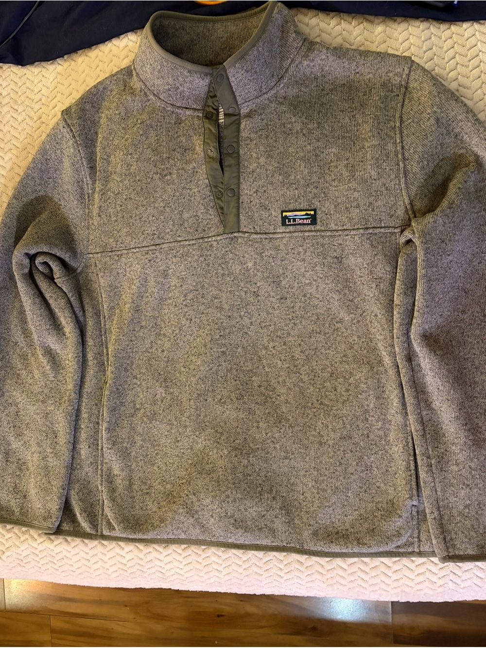 LL Bean 1/4 Snap Fleece Lined Pullover Gray Slightly Fitted Mens XXL